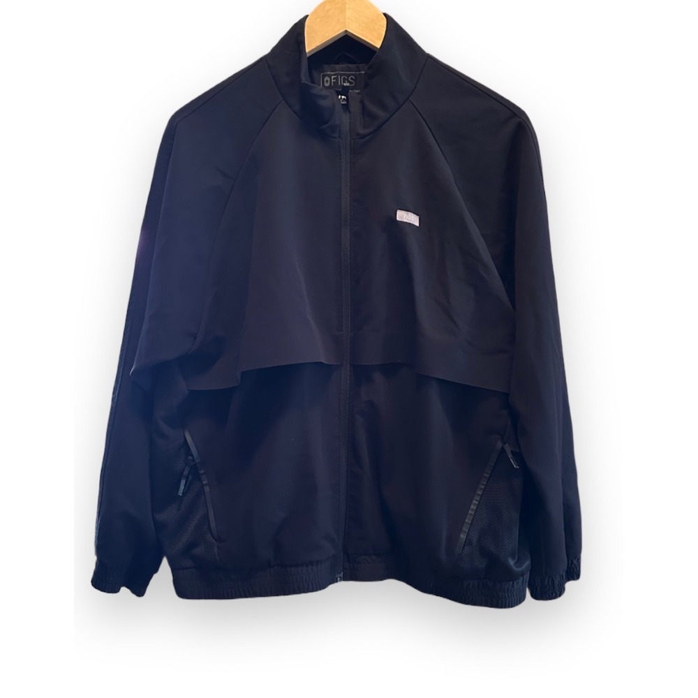 FIGS Technical Collection Women Black Scrub Jacket Full Zip Mesh XL